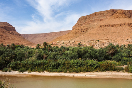 Moroccan mountain landscape between Midelt abd Erfoud in Morocco, Africaの写真素材