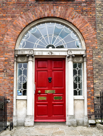 colourful Georgian door in Dublin city, Merrion Square, Ireland in Europeの写真素材