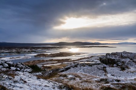 Landscape in the Thingvellir National Park in Iceland, Europe