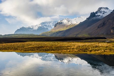 Typical Icelandic landscape between Vik and Joekulsarlon in Iceland, Europe.