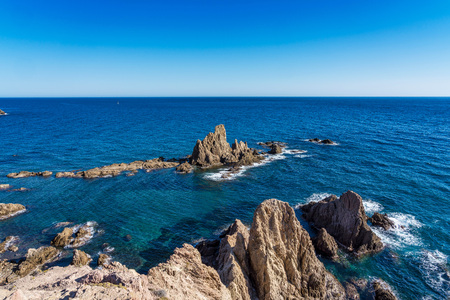 Rocky Coast of Cabo de Gata Nijar Park, Almeria, Spainの写真素材