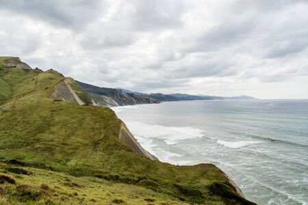 The Acantilado Flysch in Zumaia - Basque Country. Flysch is a sequence of sedimentary rock layers...