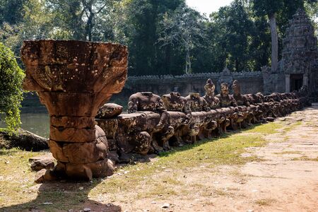 Preah Khan temple in complex Angkor Wat in Siem Reap, Cambodia in a summer dayの写真素材