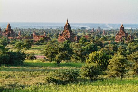 Temples of Bagan, an ancient city located in the Mandalay Region of Burma, Myanmar, Asia.の写真素材