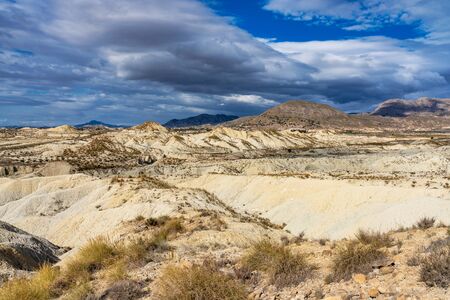 The Badlands of Abanilla and Mahoya near Murcia in Spain is an area where a lunar landscape has been formed by the erosive force of water over the millenniaの写真素材