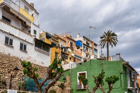 Colorful facades in Villajoyosa waterfront district, Costa Blanca, Spain