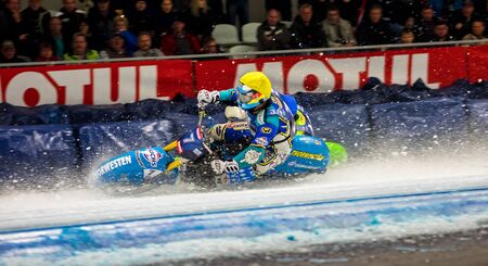 Inzell, Germany - March 16, 2019: World Ice Speedway Championship. The sport returns to the sport arenas after a declineのeditorial素材