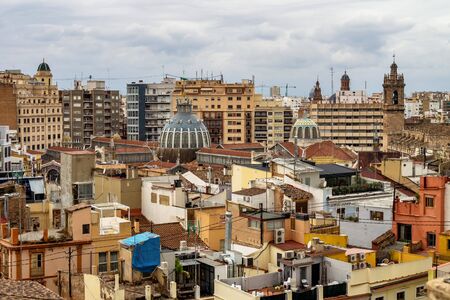 View on squares, buildings, streets of Valencia on the east coast of Spain, is the capital of the autonomous community of Valencia and the third-largest city in Spain.の写真素材