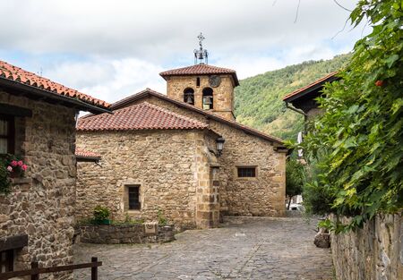 Barcena Mayor, Cabuerniga valley, with typical stone houses is one of the most beautiful rural...