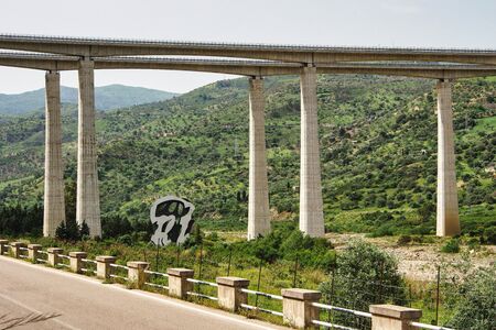 Bridge near Castel di Tusa in Sicily, Italy in Europeの写真素材
