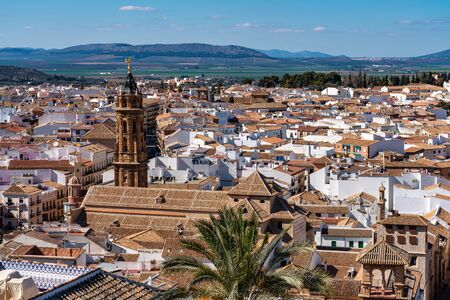 San Sebastian church tower in Antequera, Malaga Province, Andalusia, Spain, Western Europe
