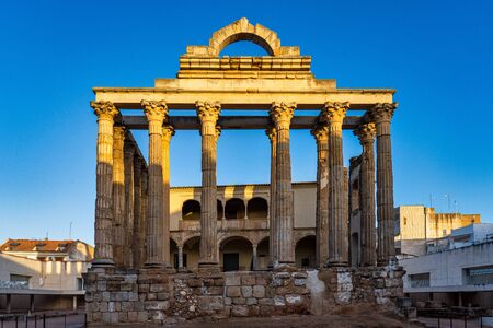 The Roman temple of Diana in Merida, province of Badajoz, Extremadura in Spain.