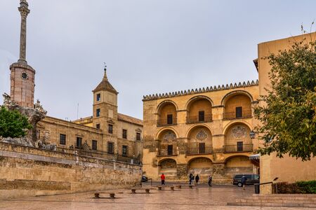 Cordoba, Spain - October 31, 2019: The Triumph of Saint Raphael, Triunfo de San Rafael - monument to Archangel Raphael built in the seventeenth century in Cordoba next to the Mosque-Cathedral. Spain.のeditorial素材