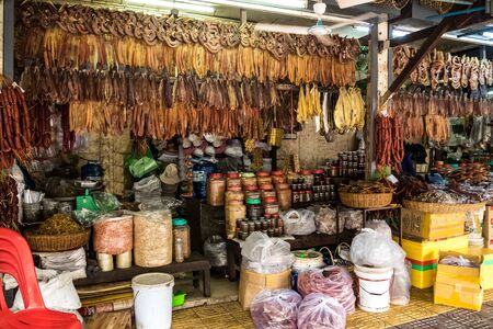 many souvenir stores at Siem Reap Old Market for tourists or traveller, Cambodia, Asia