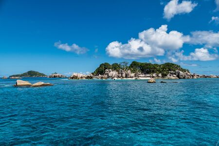 Stunning tropical beach on Coco island at Seychelles in the Indian Ocean, Africaの写真素材