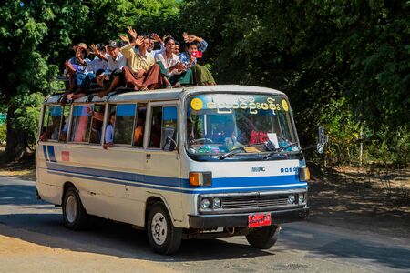 Bagan, Myanmar - Nov 16, 2019: Burmese people demonstrating for Aung San Suu Kyi in Baganのeditorial素材