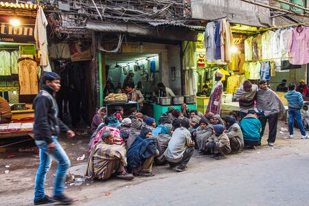 Old Delhi, India - Jan 09, 2020: A local eatery in a street market near Jama Masjidのeditorial素材