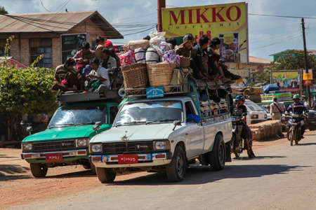 Heho, Myanmar - Nov 08, 2019: People at a market in the city center of Heho in Myanmar, former Burma in Asiaのeditorial素材