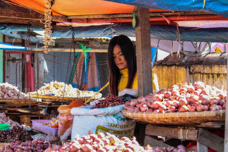 Maymyo, Myanmar - Nov 09, 2019: Food Market at Pyin Oo Lwin, Maymyo, Shan State of Myanmar, former Burma in Asiaのeditorial素材
