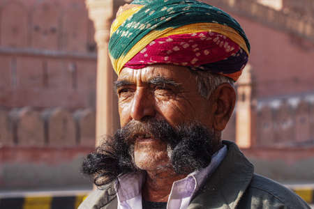 Bikaner, India - Dec 29, 2019: Indian Rajasthani people in national clothes in the streets of Bikaner, Rajasthanのeditorial素材