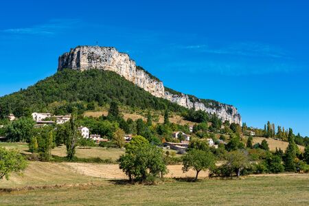 Plain de Baix with Vellan rock, plateau du Vellan in Vercors, French Alps, Franceの写真素材