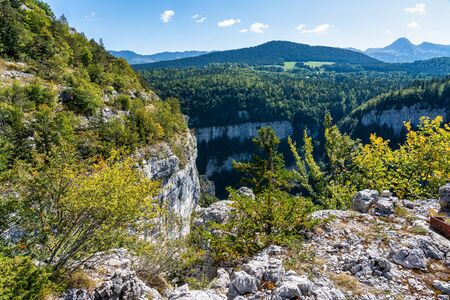Gorges de la Bourne, the Bourne canyon near Villard de Lans, Vercors in France, Europeの写真素材