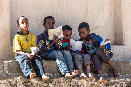 Aksum, Ethiopia - Feb 09, 2020: Ethiopian People at Church of Our Lady St. Mary of Zion, the most sacred place for all Orthodox Ethiopians in Axum, Ethiopia.のeditorial素材