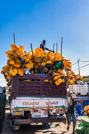 Addis Ababa, Ethiopia - Feb 15, 2020: Addis Mercato in Addis Abeba, Ethiopia, the largest market in Africa.のeditorial素材