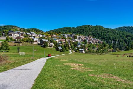 Panoramic view of the Mercantour National Park near Valberg, French Alps, France in Europeの写真素材