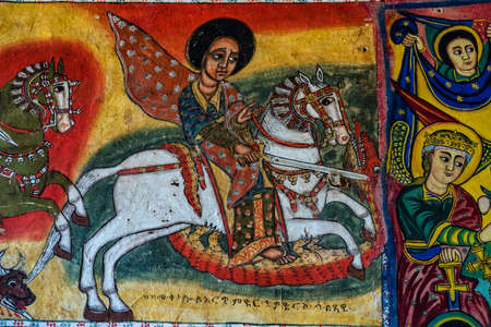 Lake Tana, Ethiopia - Feb 05, 2020: Zege Peninsula in Lake Tana. Ura Kidane Mehret Church from 16th century in Ethiopia.のeditorial素材