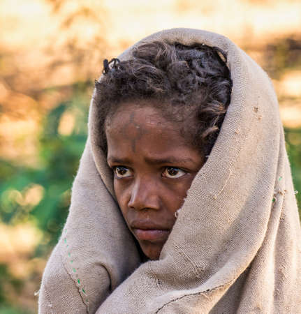 Gondar, Ethiopia - Feb 06, 2020: Ethiopian people on the roads of Gondar in Ethiopia, Africa