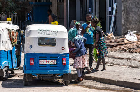 Lalibela, Ethiopia - Feb 12, 2020: Ethiopian people seen on the road from Lalibela to Gheralta, Tigray in Northern Ethiopia, Africaのeditorial素材