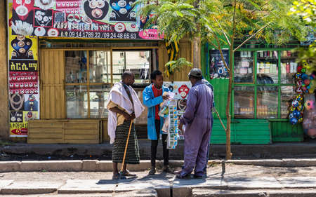 Lalibela, Ethiopia - Feb 12, 2020: Ethiopian people seen on the road from Lalibela to Gheralta, Tigray in Northern Ethiopia, Africaのeditorial素材
