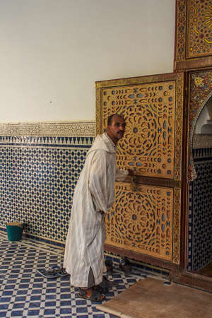 Rissani, Morocco - Oct 18, 2019: local residents of the city Rissani in their activities on the streets of the city. Africa.のeditorial素材
