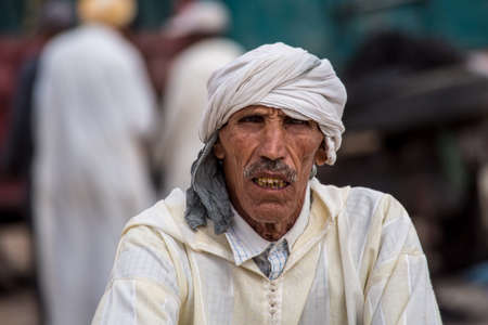 Erfoud, Morocco - Oct 19, 2019: local residents at the Road of a Thousand Kasbahs in their activities on the streets, Morocco, Africaのeditorial素材