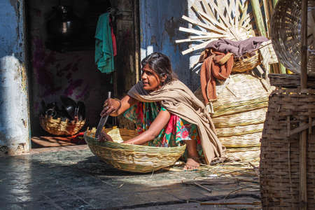 Udaipur, India - Jan 03, 2020: Traditional indian street market in Udaipur Rajasthan, Indiaのeditorial素材