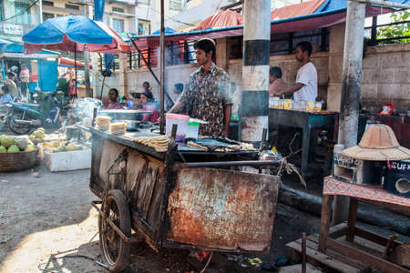 Mawlamyine, Myanmar - Nov 05, 2019: A market in the city center of Mawlamyine in Myanmar, former Burma in Asiaのeditorial素材