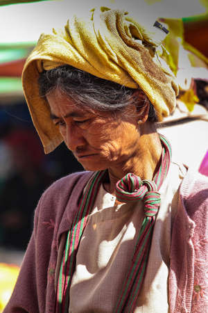 Heho, Myanmar - Nov 08, 2019: People at a market in the city center of Heho in Myanmar, former Burma in Asiaのeditorial素材