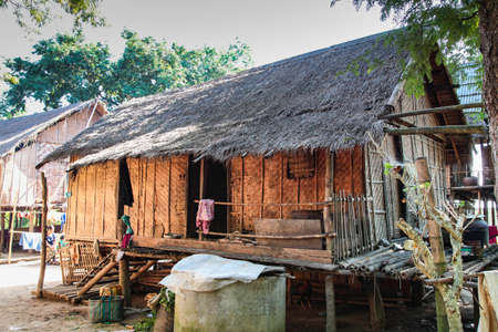 Kyaung, Myanmar - Nov 10, 2019: Village Kyaung near of Shwenandaw Monastery in Mandalay, Myanmarのeditorial素材