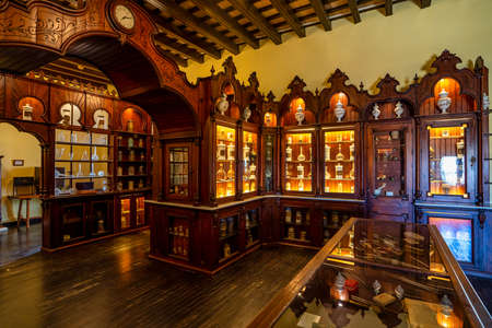 Jerez de la Frontera, Spain - Nov 15, 2019: The Villavicencio Palace of Alcazar with its wooden interior, Andalusia, Spainのeditorial素材