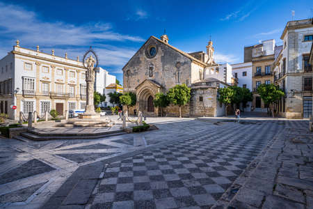 Jerez de la Frontera, Spain - Nov 15, 2019: Historical square Plaza de la Asuncion in Jerez de la Frontera, Cadiz, Andalusia, Spainのeditorial素材