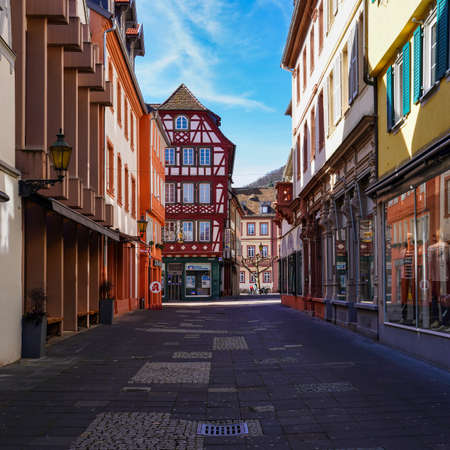 Neustadt, Germany - Mar 15, 2020: In the streets of the beautiful old town of Neustadt on the Wine Route in Rhineland-Palatinate, Germanyのeditorial素材