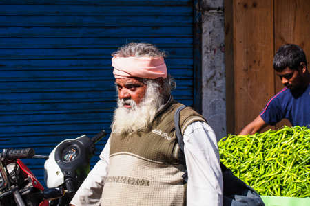 Udaipur, India - Jan 03, 2020: Traditional indian street market in Udaipur Rajasthan, Indiaのeditorial素材