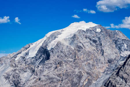 Italy, Stelvio National Park. Famous road to Stelvio Pass in Ortler Alps. Alpine landscape.の写真素材