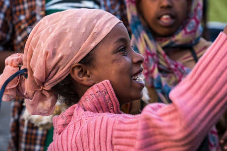 Addis Ababa, Ethiopia - Feb 04, 2020: Ethiopian Orthodox people at Miskaye Hizunan Medhanealem church in Addis Ababa Ethiopia in Africaのeditorial素材