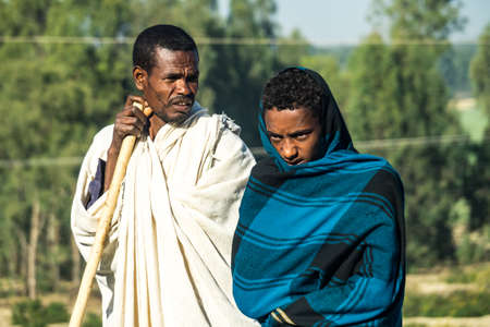 Gondar, Ethiopia - Feb 06, 2020: Ethiopian people on the roads of Gondar in Ethiopia, Africaのeditorial素材