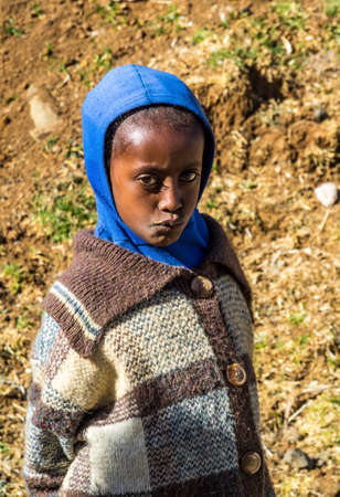 Gondar, Ethiopia - Feb 07, 2020: agricultural population working on the farms between Gondar and the Simien mountains, North Ethiopia, Africaのeditorial素材