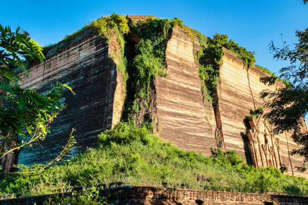 An ancient earthquake destroyed the giant stupa of Mingun Pahtodawgyi Paya at Mingun, Myanmar former Burmaの写真素材