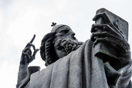 Monumental bronze statue of Bishop Gregory of Nin, Grgur Ninski created in 1929 by Ivan Mestrovic in Split, Croatiaの写真素材