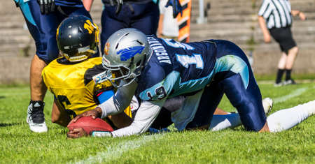 Munich, Germany - July 06, 2019: American football match in Munich Germany